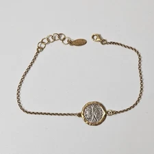 Italian Delta Stile Florentine Florino Coin Bracelet 925 Sterling Silver