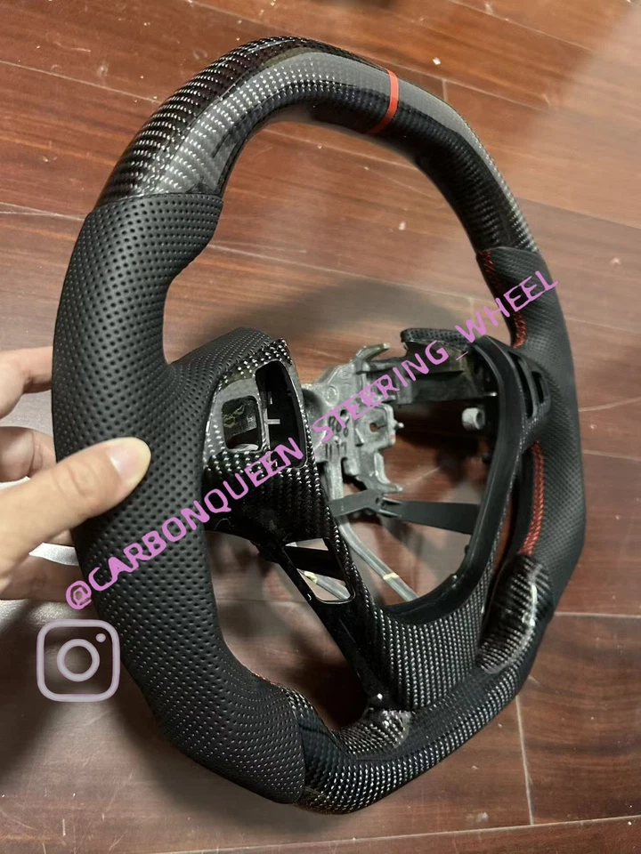 REAL CARBON FIBER STEERING WHEEL FOR HYUNDAI GENESIS STEERING WHEEL 09-14YS/RED - Image 4 of 4
