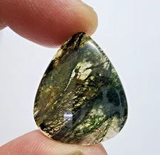 24 Ct Ultimate AA+ Moss Agate Crystal Pear Shape Gemstone Cabochon Jewelry Stone
