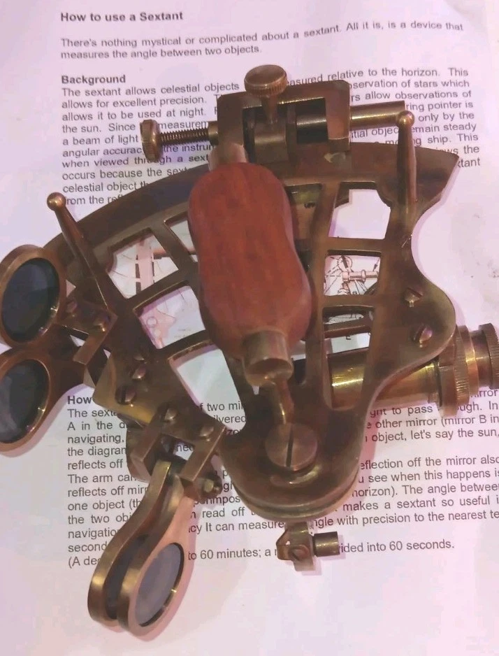 J.SCOTT Antiguo Sextante Náutico Latón Astrolabio Trabajo Marino Caja De Colección Foto 4 de 4