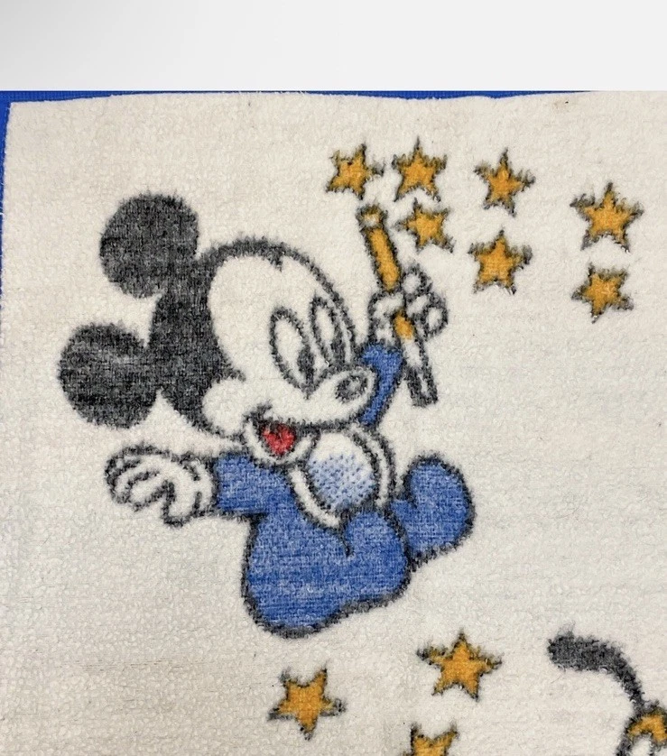 Biederlack Mickey Mouse Baby Blanket Magic Stars Fleece Blue White Vintage 27x36 - Image 3 of 4