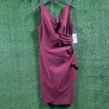 Alex Evenings short ruched sheath faux wrap dress red size 12