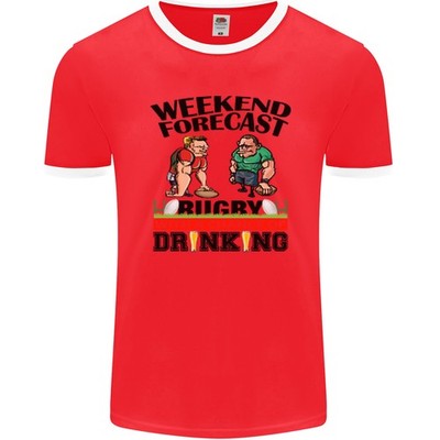Wochenende Forecast Rugby Lustig Bier Alkohol Herren Ringer T - Shirt