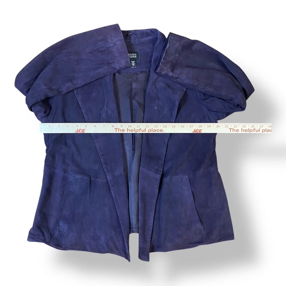 Chaqueta Blazer Eileen Fisher Púrpura Italiana Gamuza Frente Abierto Talla M Foto 3 de 4