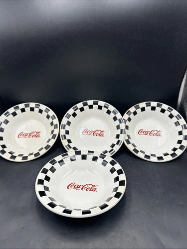 Vintage Coca-Cola Gibson Plate Bottle Logo Checker Rim Diner Collectible-EL