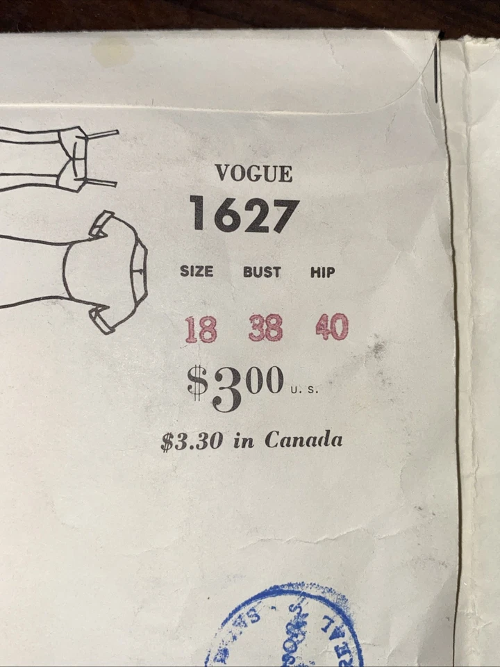 1960's Vintage VOGUE PARIS ORIGINAL Sewing Pattern  #1627 Jacques Griffe Size 18 - Image 3 of 4