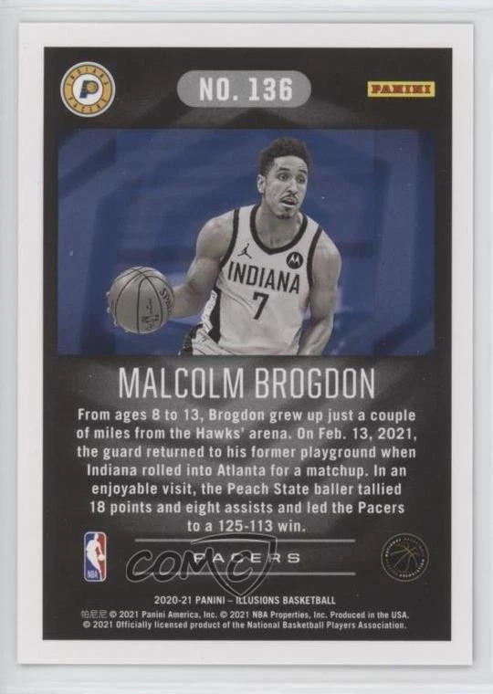 2020-21 Panini Illusions Trophy Collection Gold /10 Malcolm Brogdon #136 - Image 2 of 2
