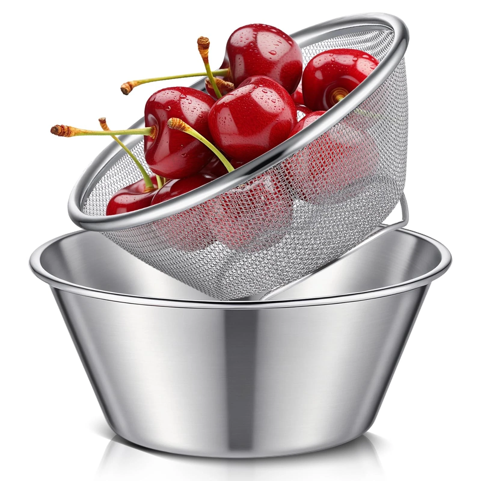 2 Pcs Mini Colander & Food Strainer 304 Stainless Steel Small Mixing Colander...
Opens in a new wind