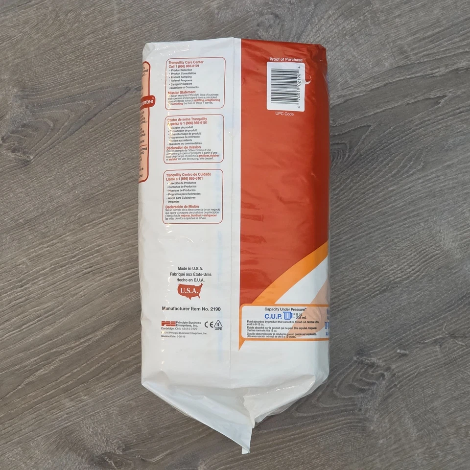 NUEVO Calzoncillos Bariátricos Tranquility 3XL XXXL 8 Ct Desechables Máxima Protección Nuevos en Paquete Foto 3 de 4