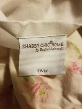 HTF Rachel Ashwell Shabby Chic Home Couture Pink Flowers On Cream TWIN BEDSKIRT