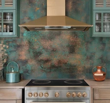 Handmade Backsplash - Metal Wall Art – Modern Rustic Patina Decor – Kitchen Bar