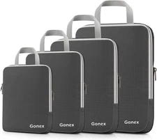 Gonex Compression Packing Cubes, 3pcs/4pcs Expandable Storage Travel Luggage Bag