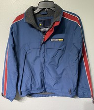 Abercrombie Fitch Boys Red Stripe XL Blue Fleece Lined Coat Jacket