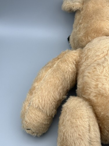Vintage Teddy Bear 12" Nice Condition Glass Eyes Round Fabric Nose Stitched Pads - Picture 11 of 13