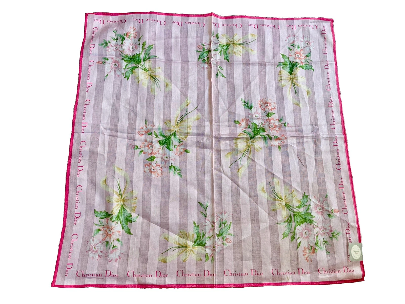 Foulard foulard floral rose Christian Dior 19x19”