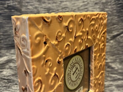 Orange W/Floral Vines Picture Frame w/raised Detailing Fits