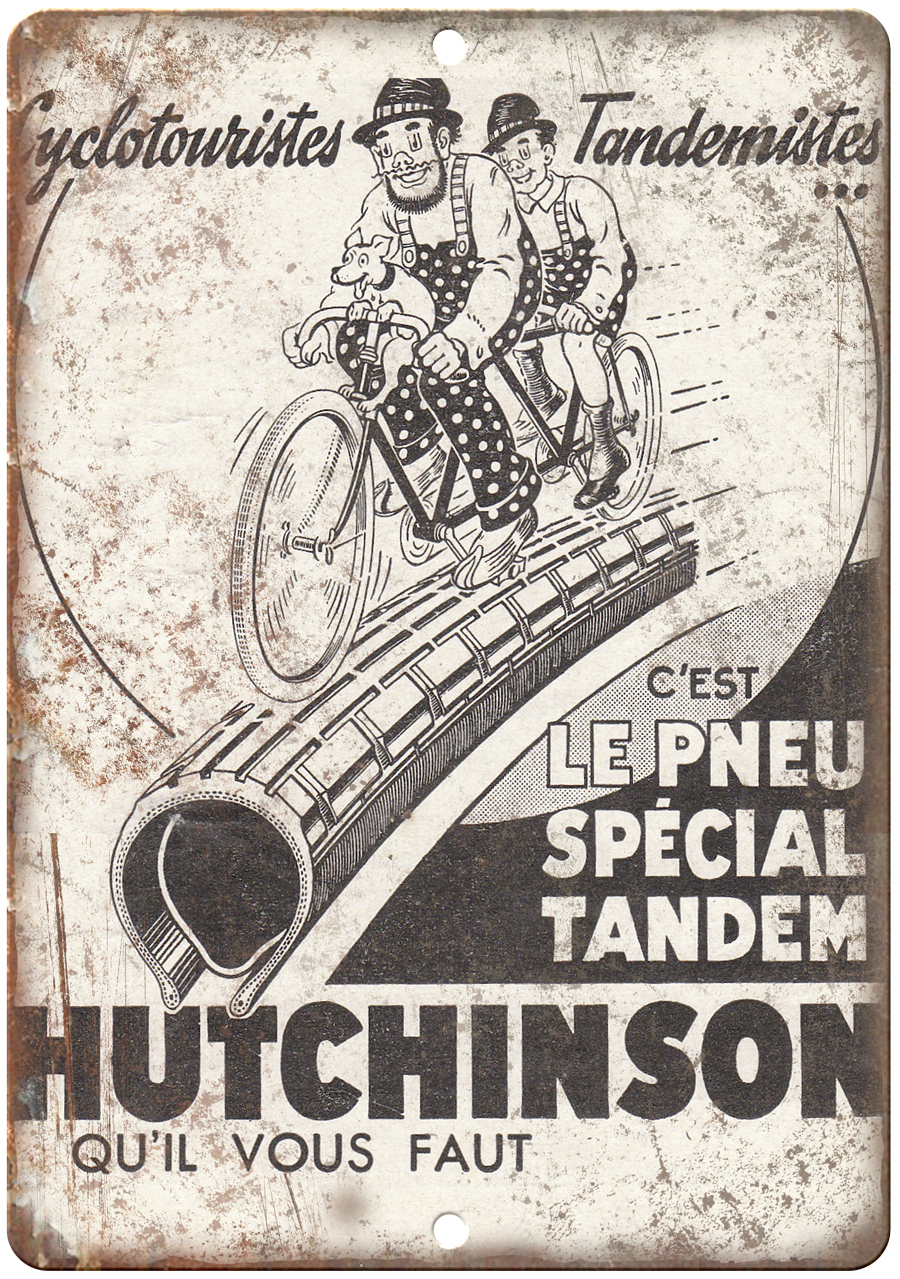 Hutchinson Bicycle vintage RARE ad poster 12" x 9" reproduction metal sign B153