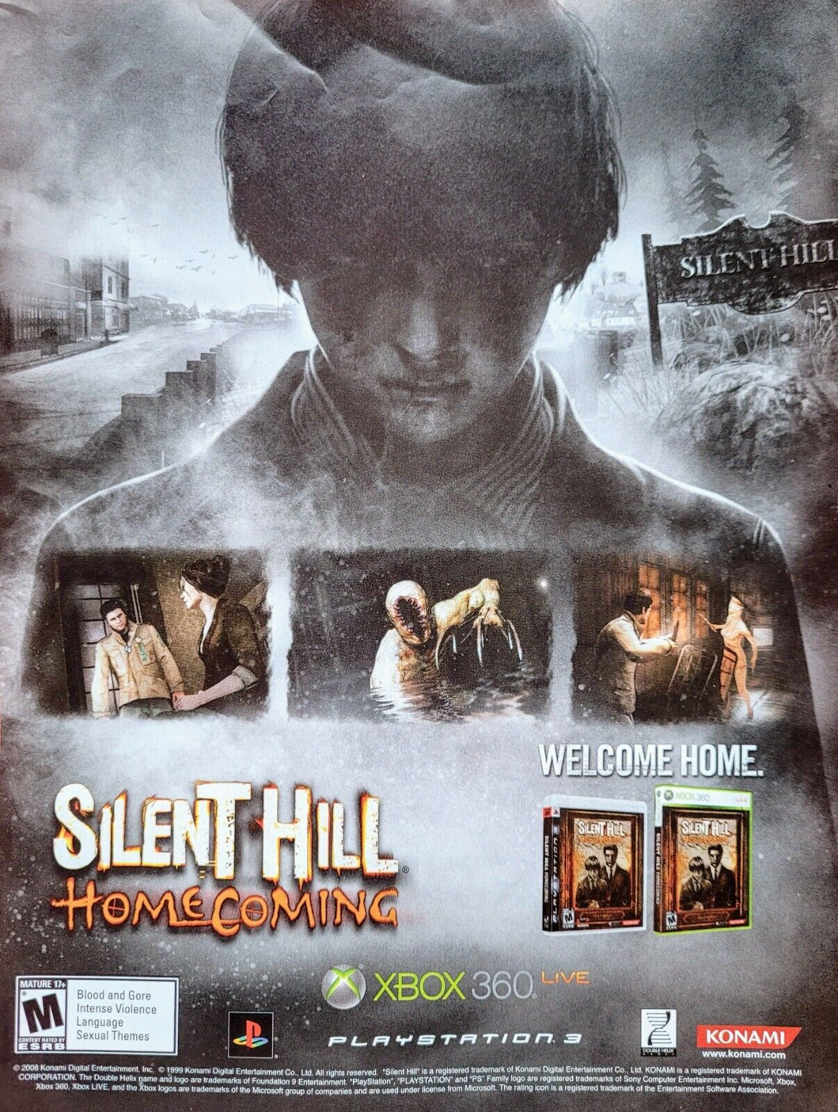 2008 SILENT HILL HOMECOMING Xbox PS3 Video Game = Promo Art Print AD /  POSTER