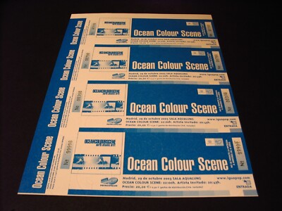 OCEAN COLOUR SCENE set 4 TICKETS PROMOTER PROOFS not numbered MADRID 2003 TOUR