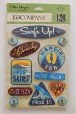 K&Company Peter Horjus Surfboard Grand Adhesions Scrapbook Stickers Beach Ocean