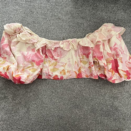 RIVER ISLAND IN OTHER WORDS SLEEVED CROPPED GYPSY TOP PINK FLORAL 12–VGC