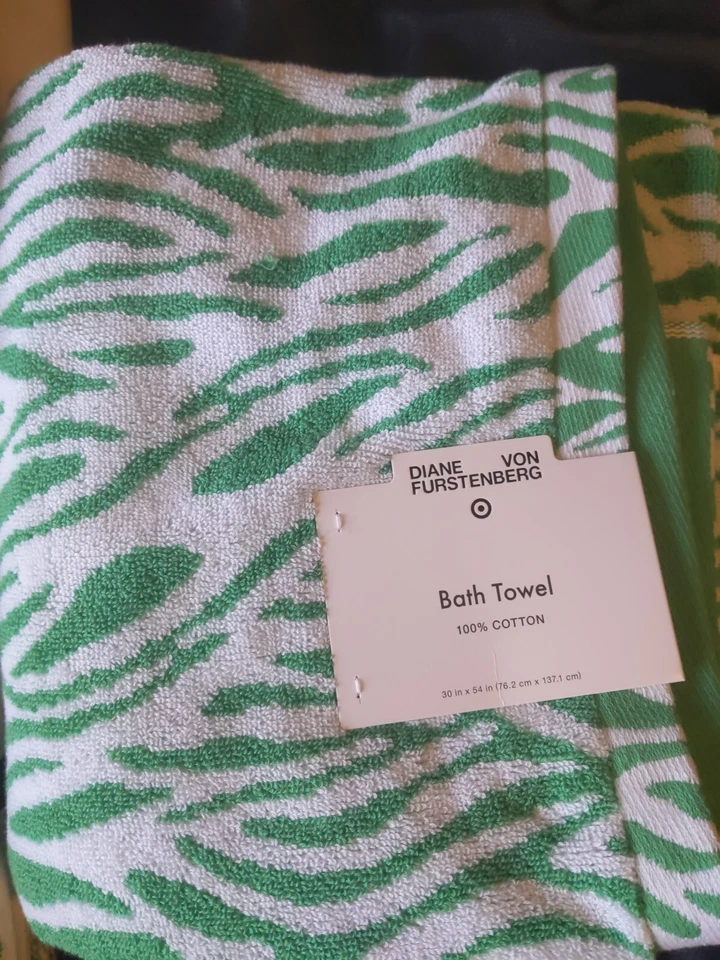  DVF para Target hoja de geranio verde azul cortina de ducha con toalla y paños  Foto 2 de 4