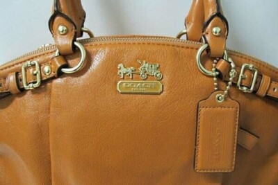 Coach 18641 Madison Leather Lindsey Satchel Shoulder Bag Saffron