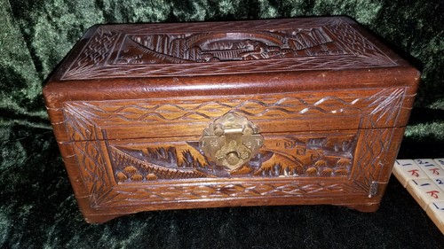 Antique 1920's Mah Jong Mahjong Set 145 Dovetale Tiles Sticks Counters Dice Box - 第 7/24 張圖片