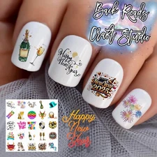 Happy New Year Waterslide Nail Art Decals Set Of 50, Instructions Bonus