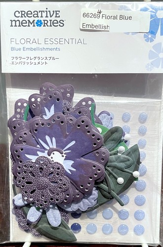 Creative Memories Floral Essentials blaue Verzierungen. NiP
