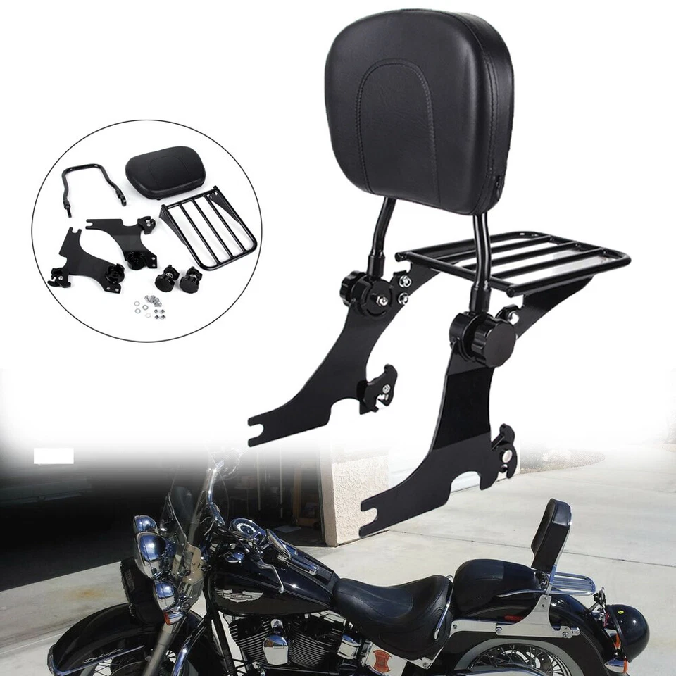 For Harley Sportster 883 XL 1200 Custom 94-03 Backrest Sissy Bar & Luggage Rack Foto 3 de 4