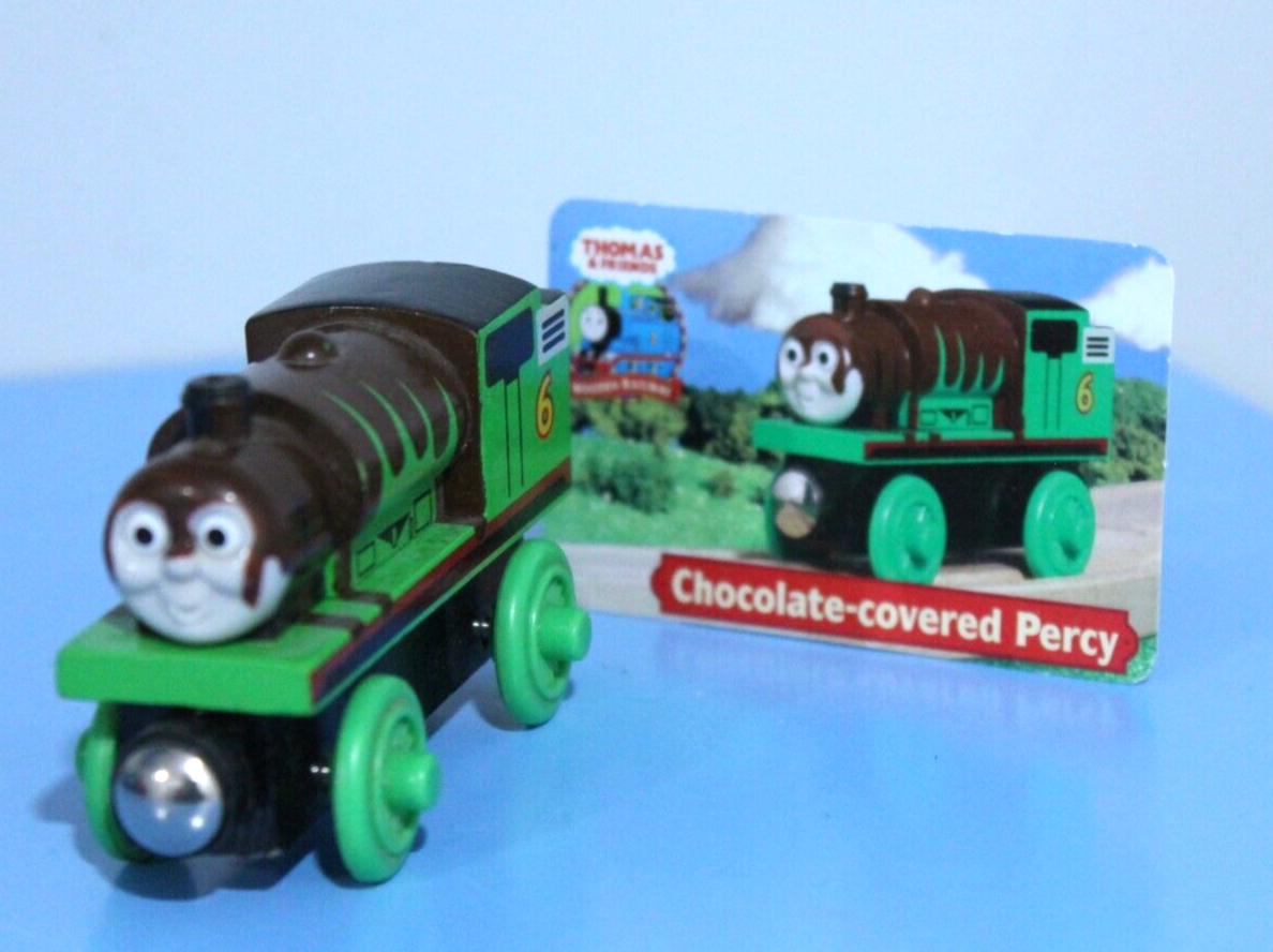 Vintage Learning Curve Thomas Train Wooden Display Chocolate Covered Percy Mint Condition  -image