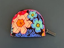 VERA BRADLEY CHANGE PURSE SMALL HALF MOON ZIP BAG FLORAL FIESTA RETIRED EUC