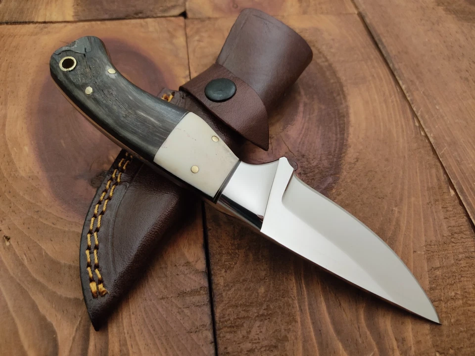 Cuchillo de caza de campamento de hoja fija de acero inoxidable Full Tang 12c27 hecho a mano personalizado Foto 4 de 4