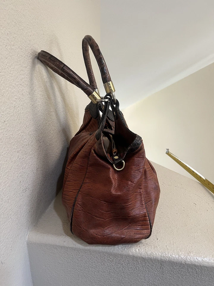 BOLSO HOBO RARO BRAHMIN ELISA MADREPERLA TRI Texturizado LIZARD EMBOS CUERO Foto 4 de 4