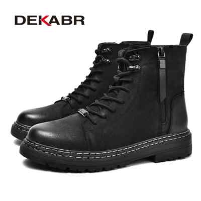 Classic Men Snow Boots Soft Leather Motorcycle Shoes High Top Comfort Sneakers