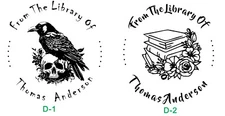 Custom From The Library of Hand Held Book Embosser Raven on Skull Library Stamp