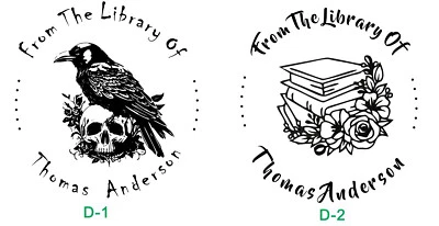 TRODAT Custom From The Library of Hand Held Book Embosser Raven on Skull Library Stamp