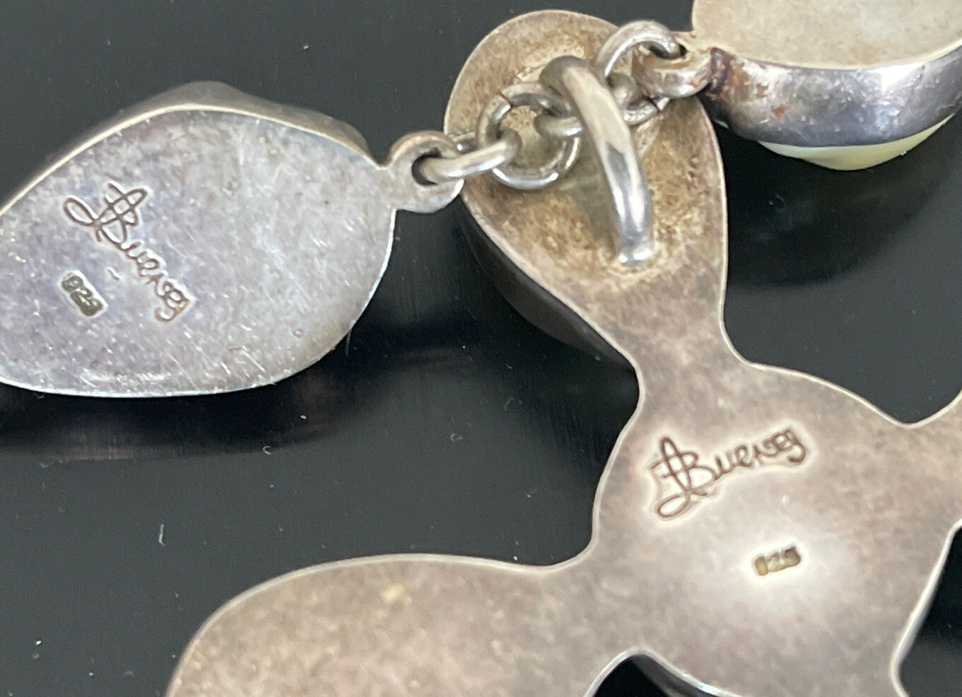 Statement Abalone Necklace with Large Cross Sterl… - image 7