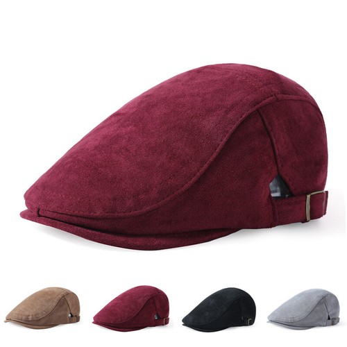 Herren Wildleder flache Kappe Gatsby Mütze Entenschnabel Fahren Cabbie Efeu Hüte