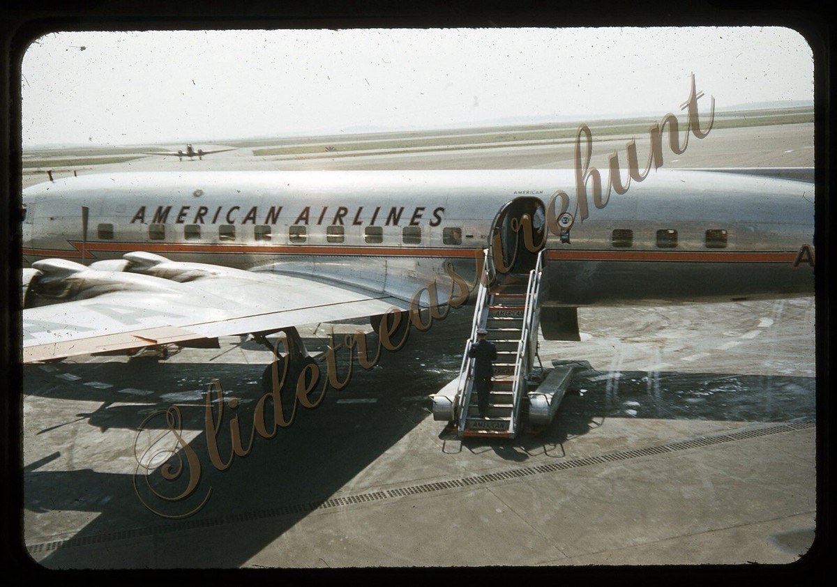 Aircraft Douglas DC-6 American Airlines 35mm Slide 1950s Red