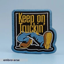 Keep On Trucking Patch - Embroidered Vintage Style - Iron On Patches