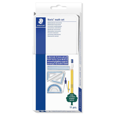 Staedtler Noris Mathematik Satz Mit Aufbewahrung Dose 11 Teile Kompass Stifte