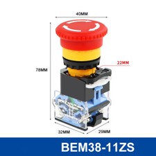 Red E-STOP Switch Latching Emergency Mushroom Stop Push Button Switches 22mm