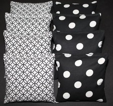 CORNHOLE BEAN BAGS Black  White Circle Dots ACA Regulation Outdoor Wedding Game