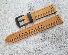 Cinturino orologio pelle fibbia nera due pezzi sgancio rapido 20mm marrone blu uk