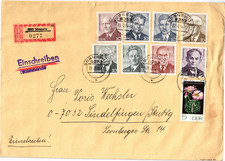 DDR 1974 registered cover Yvert 1592/99 Personalities (4341)