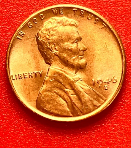 1946-D Lincoln Wheat Cent Penny GEM RED BU From an Original Bank Roll