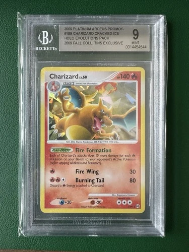 2009 PLATINUM ARCEUS PROMOS #199 CHARIZARD CRACKED ICE HOLO Mint BGS 9 Graded
