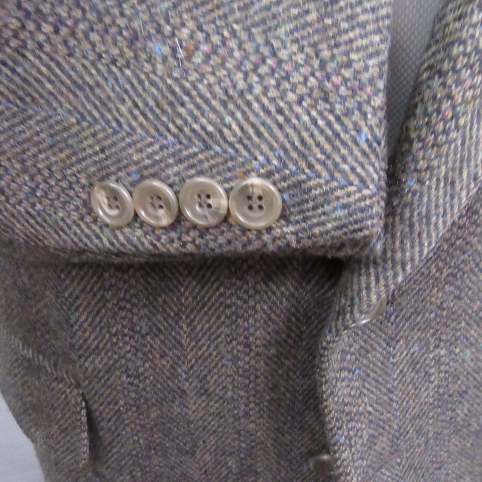 Abrigo deportivo Henry Grethel para hombre tweed 44S marrón moteado espiga lana nueva Foto 3 de 4